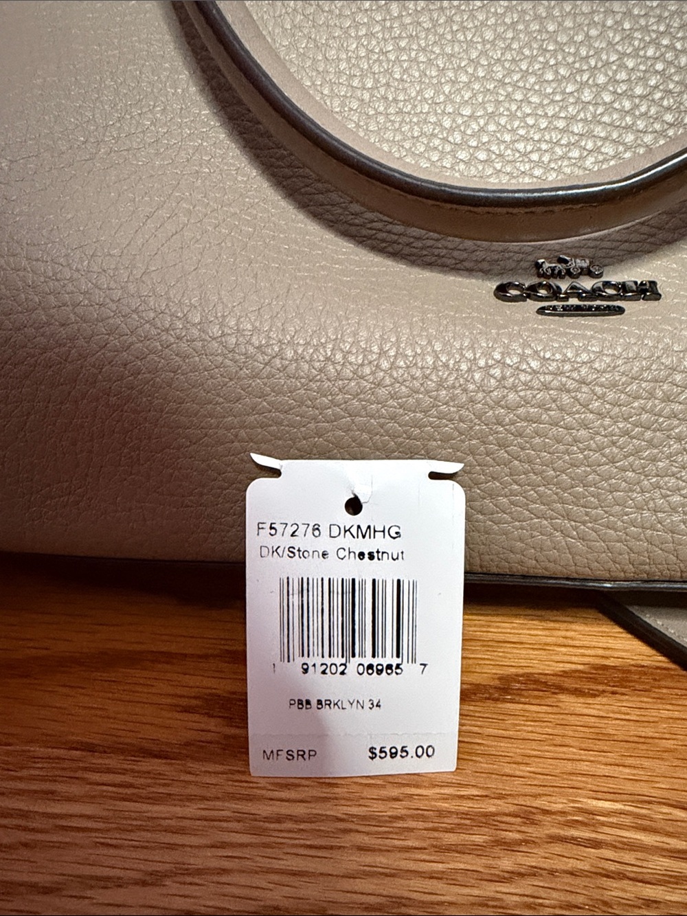 Coach Taupe Leather Satchel with Removable Strap - Picture 5 of 6